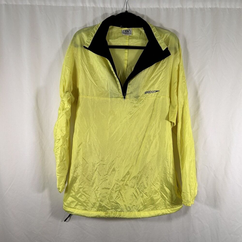 Speedo Lightweight Jacket Men's Small Medium Yellow 1/4 Zip Mock Neck